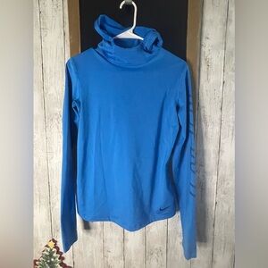 Nike Dri Fit Pro Pullover Hooded Sweater Size Medium Women’s Just Do It Blue